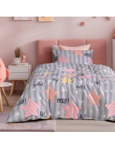 Beauty Home Σετ σεντόνια φανελένια μονά Hi Art 6322 170x260 Γκρι