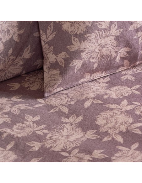 Beauty Home Σετ σεντόνια φανελένια υπέρδιπλα με λάστιχο Muscat Art 12635 170x200+32 Σάπιο Μήλο