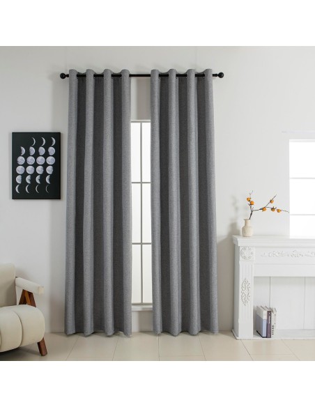 Beauty Home Κουρτίνα Full Blackout σκίασης με 8 κρίκους Elite Art 8392 Grey-Νο7 140x270 Σκούρο Γκρι