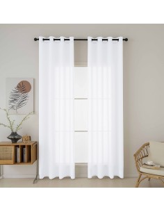 Beauty Home Κουρτίνα γάζα μονόχρωμη με 8 μεταλλικούς κρίκους Fit Art 8447 140x270 Λευκό