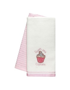 Beauty Home Ποτηρόπανα σετ 2τμχ Cupcake Art 8815 40x60 Ροζ