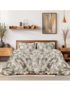 Beauty Home Σετ σεντόνια φανελένια King Size με λάστιχο Degas Art 12337 185x200+32 Πράσινο