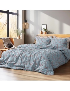 Beauty Home Σετ κουβερλί υπέρδιπλο Art 12211 Emerald 100% Βαμβακοσατέν 300tc 220x240 Σιέλ