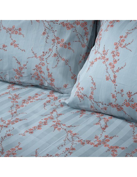 Beauty Home Σετ σεντόνια υπέρδιπλα Art 12211 Emerald 100% Βαμβακοσατέν 300tc 240x270 Σιέλ