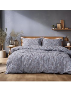 Beauty Home Σετ κουβερλί υπέρδιπλο Art 12212 Jasmine 100% Βαμβακοσατέν 300tc 220x240 Γκρι