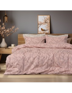 Beauty Home Σετ κουβερλί υπέρδιπλο Art 12214 Flora 100% Βαμβακοσατέν 300tc 220x240 Σομόν