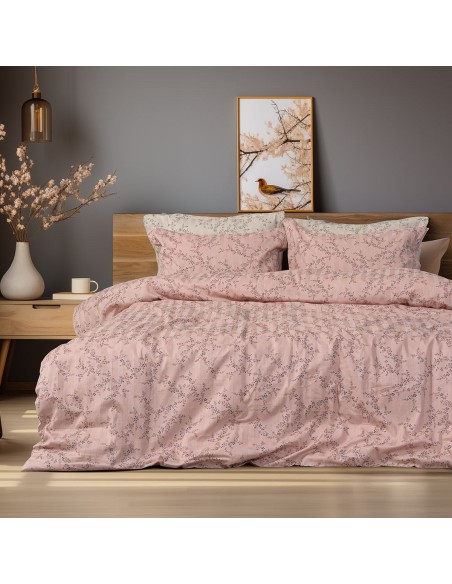 Beauty Home Σετ σεντόνια υπέρδιπλα Art 12214 Flora 100% Βαμβακοσατέν 300tc 240x270 Σομόν