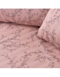 Beauty Home Σετ σεντόνια υπέρδιπλα με λάστιχο Art 12214 Flora 100% Βαμβακοσατέν 300tc 170x200+30 Σομόν 2