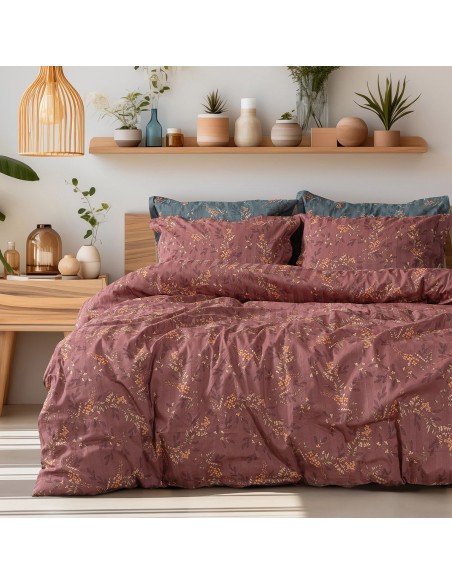 Beauty Home Σετ σεντόνια υπέρδιπλα Art 12216 Indra 100% Βαμβακοσατέν 300tc 240x270 Σάπιο μήλο