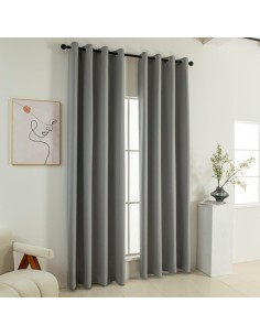 Beauty Home Κουρτίνα Full Blackout σκίασης με 8 κρίκους Soft Art 8391 Grey-11 140x270 Γκρι 2