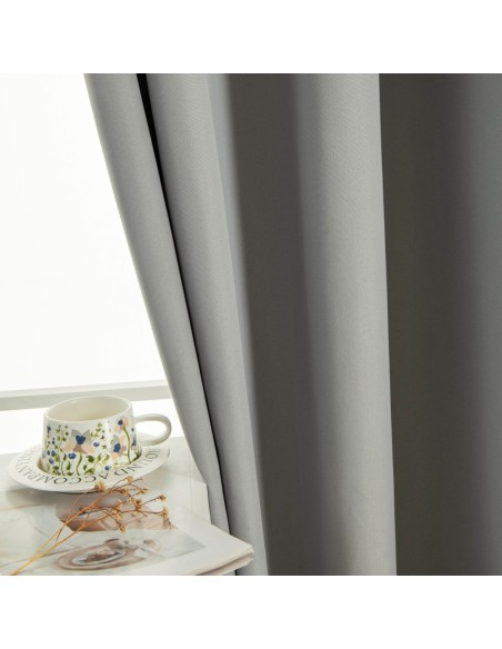 Beauty Home Κουρτίνα Full Blackout σκίασης με 8 κρίκους Soft Art 8391 Grey-11 140x270 Γκρι
