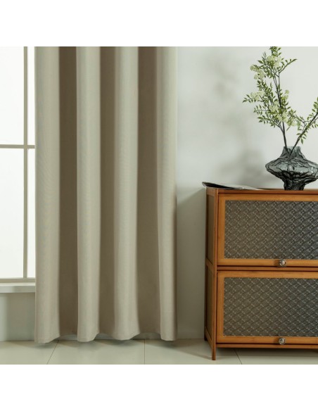Beauty Home Κουρτίνα Full Blackout σκίασης με 8 κρίκους Soft Art 8391 Beige 140x270 Άμμου