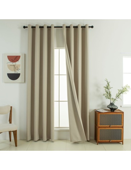 Beauty Home Κουρτίνα Full Blackout σκίασης με 8 κρίκους Soft Art 8391 Beige 140x270 Άμμου