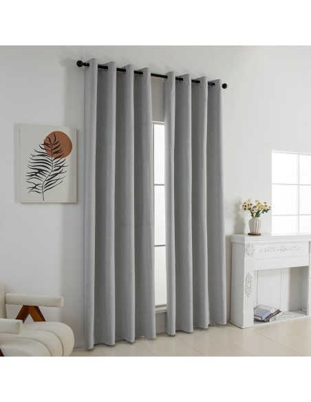 Beauty Home Κουρτίνα Full Blackout σκίασης με 8 κρίκους Elite Art 8392 Light Grey-Νο3 140x270 Ασημί