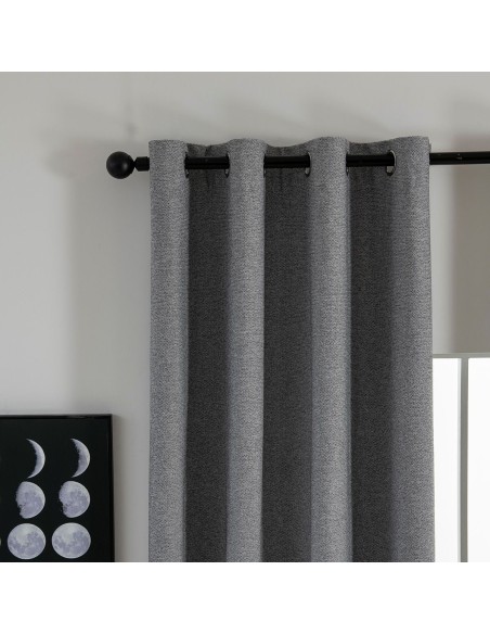 Beauty Home Κουρτίνα Full Blackout σκίασης με 8 κρίκους Elite Art 8392 Grey-Νο7 140x270 Σκούρο Γκρι