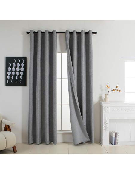 Beauty Home Κουρτίνα Full Blackout σκίασης με 8 κρίκους Elite Art 8392 Grey-Νο7 140x270 Σκούρο Γκρι