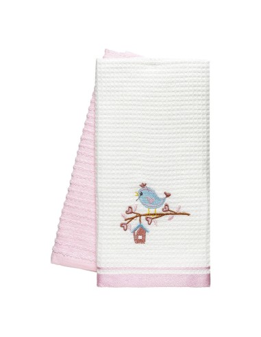 Beauty Home Ποτηρόπανα σετ 2τμχ Bird Art 8821 40x60 Ροζ