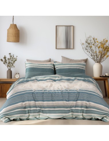 Beauty Home Σετ σεντόνια φανελένια υπέρδιπλα με λάστιχο Monet Art 12331 170x200+32 Πράσινο