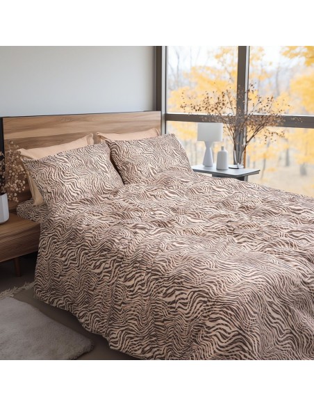 Beauty Home Σετ σεντόνια φανελένια υπέρδιπλα με λάστιχο Matisse Art 12335 170x200+32 Μπεζ