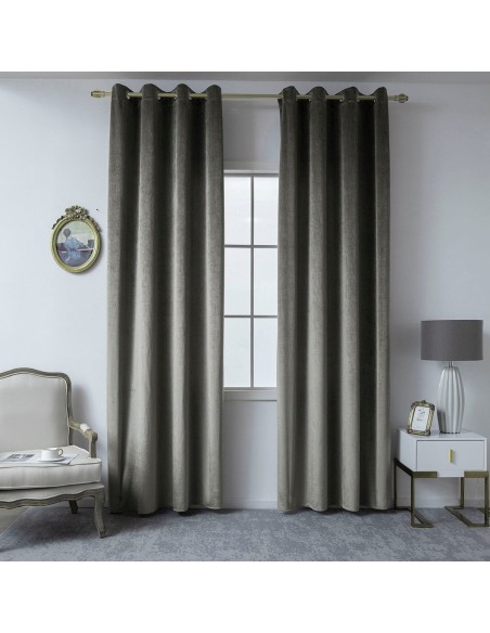 Beauty Home Κουρτίνα βελούδο σκίασης με 8 μεταλλικούς κρίκους Art 8399 140x270 Βιζόν