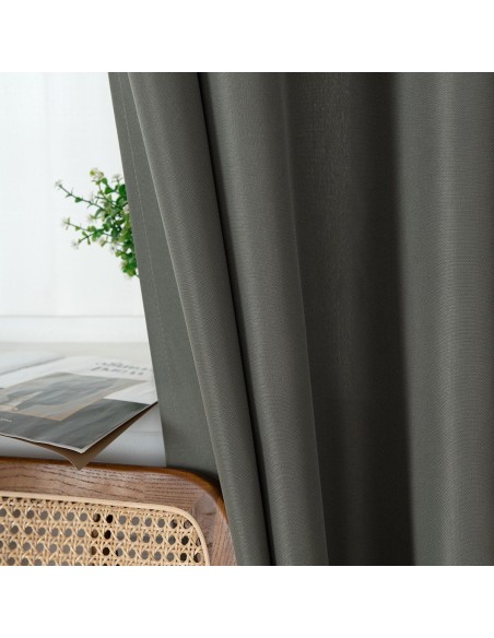 Beauty Home Κουρτίνα μεσαίας σκίασης με 8 μεταλλικούς κρίκους Effect Art 8443 140x270 Ανθρακί