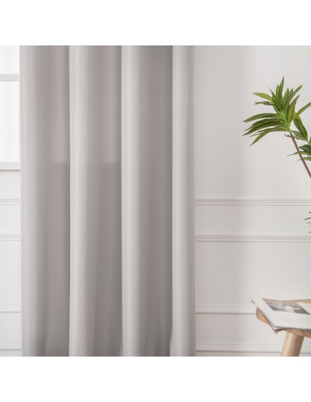 Beauty Home Κουρτίνα μεσαίας σκίασης με 8 μεταλλικούς κρίκους Effect Art 8443 140x270 Ασημί