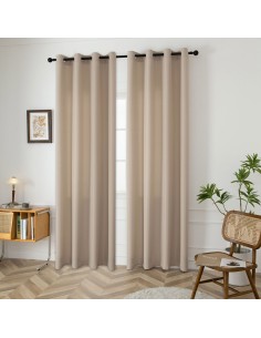 Beauty Home Κουρτίνα μεσαίας σκίασης με 8 μεταλλικούς κρίκους Effect Art 8443 140x270 Άμμου 2