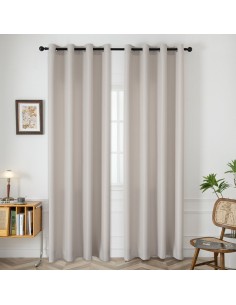 Beauty Home Κουρτίνα μεσαίας σκίασης με 8 μεταλλικούς κρίκους Effect Art 8443 140x270 Εκρού