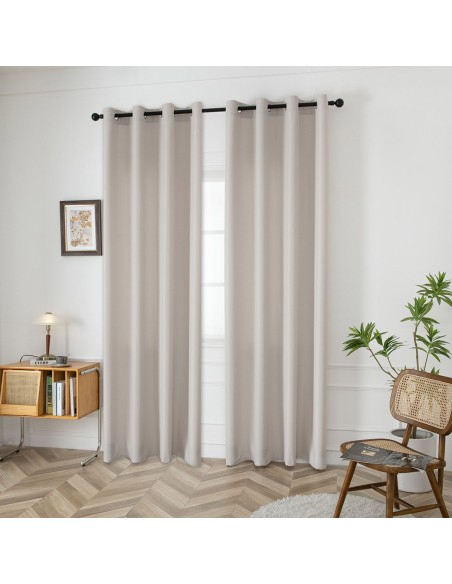 Beauty Home Κουρτίνα μεσαίας σκίασης με 8 μεταλλικούς κρίκους Effect Art 8443 140x270 Εκρού