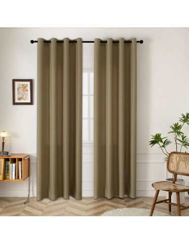 Beauty Home Κουρτίνα μεσαίας σκίασης με 8 μεταλλικούς κρίκους Effect Art 8443 140x270 Λαδί