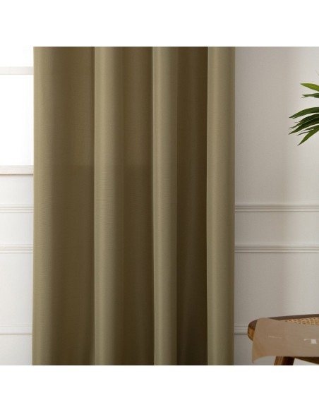 Beauty Home Κουρτίνα μεσαίας σκίασης με 8 μεταλλικούς κρίκους Effect Art 8443 140x270 Λαδί