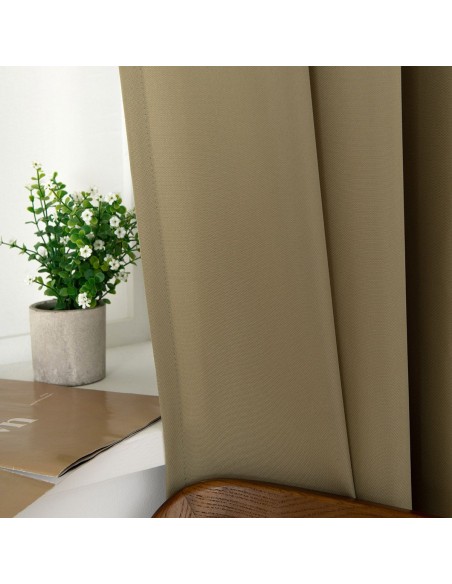 Beauty Home Κουρτίνα μεσαίας σκίασης με 8 μεταλλικούς κρίκους Effect Art 8443 140x270 Λαδί