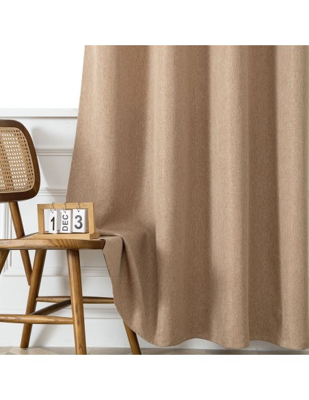 Beauty Home Κουρτίνα μεσαίας σκίασης με 8 μεταλλικούς κρίκους Illusion Art 8445 140x270 Άμμου