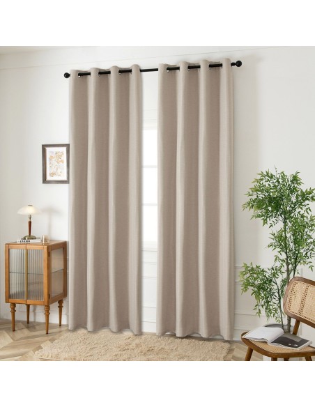 Beauty Home Κουρτίνα Blackout Jacquard σκίασης με 8 μεταλλικούς κρίκους Glare Art 8444 140x270 Μπεζ