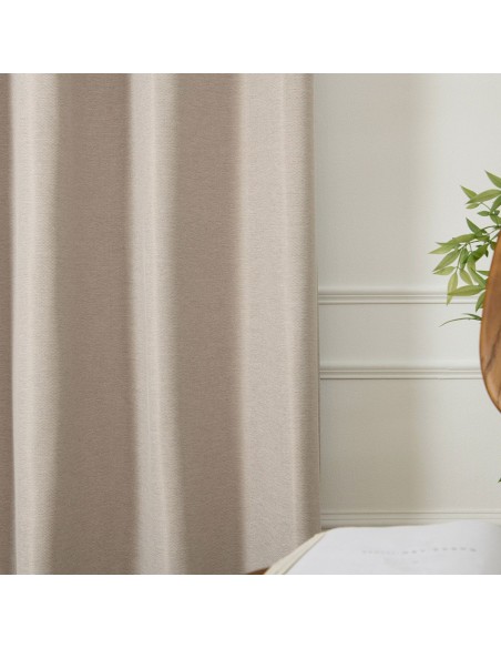 Beauty Home Κουρτίνα Blackout Jacquard σκίασης με 8 μεταλλικούς κρίκους Glare Art 8444 140x270 Μπεζ