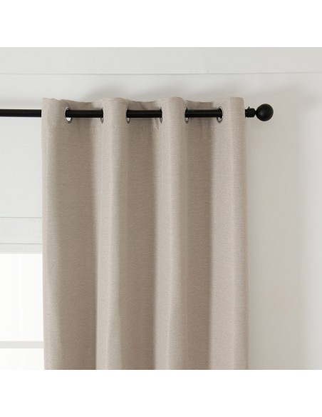 Beauty Home Κουρτίνα Blackout Jacquard σκίασης με 8 μεταλλικούς κρίκους Glare Art 8444 140x270 Μπεζ