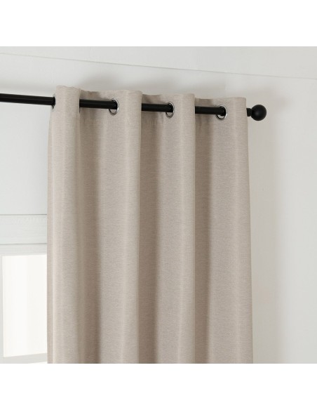 Beauty Home Κουρτίνα Blackout Jacquard σκίασης με 8 μεταλλικούς κρίκους Glare Art 8444 140x270 Μπεζ