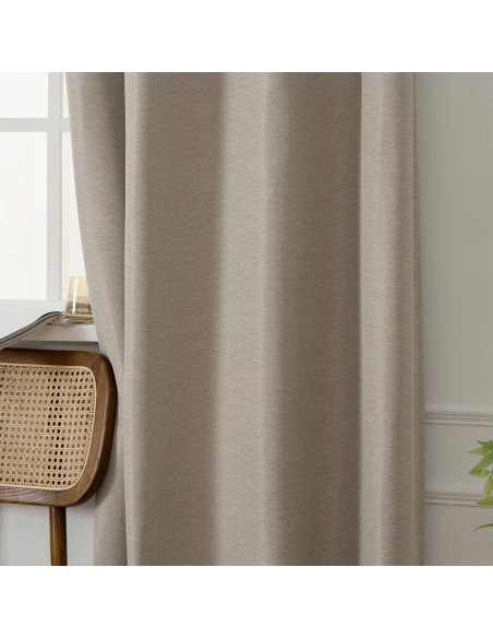 Beauty Home Κουρτίνα Blackout Jacquard σκίασης με 8 μεταλλικούς κρίκους Glare Art 8444 140x270 Μπεζ