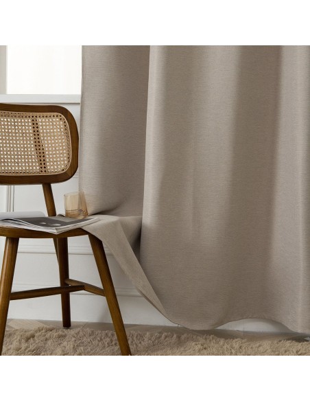 Beauty Home Κουρτίνα Blackout Jacquard σκίασης με 8 μεταλλικούς κρίκους Glare Art 8444 140x270 Μπεζ
