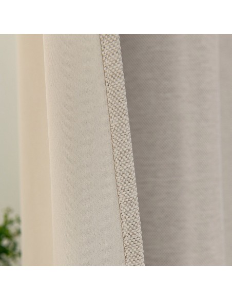 Beauty Home Κουρτίνα Blackout Jacquard σκίασης με 8 μεταλλικούς κρίκους Glare Art 8444 140x270 Μπεζ