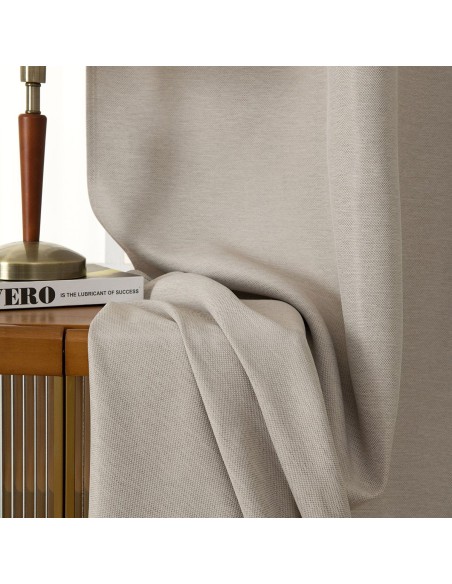 Beauty Home Κουρτίνα Blackout Jacquard σκίασης με 8 μεταλλικούς κρίκους Glare Art 8444 140x270 Μπεζ