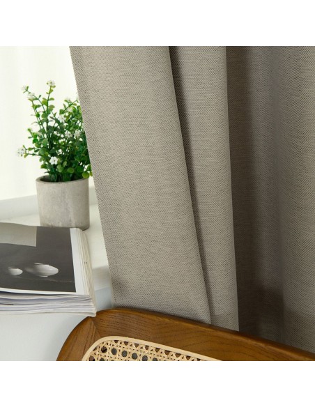 Beauty Home Κουρτίνα Blackout Jacquard σκίασης με 8 μεταλλικούς κρίκους Glare Art 8444 140x270 Άμμου