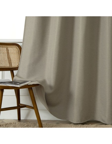 Beauty Home Κουρτίνα Blackout Jacquard σκίασης με 8 μεταλλικούς κρίκους Glare Art 8444 140x270 Άμμου