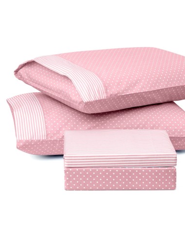 Beauty Home Σετ σεντόνια μονά με λάστιχο πουά JOY Art 1680 100x200+25 Ροζ