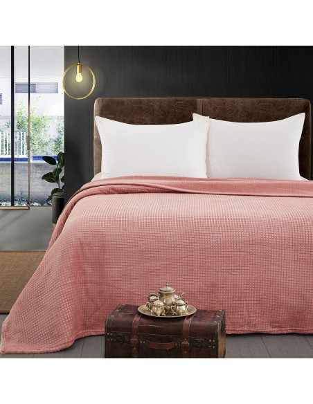 Beauty Home Κουβέρτα μονόχρωμη υπέρδιπλη Fleece Art 11551 220x240 Ροδακινί