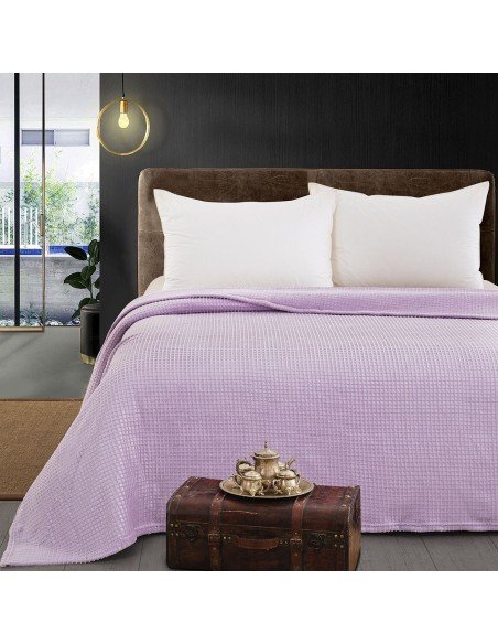 Beauty Home Κουβέρτα μονόχρωμη υπέρδιπλη Fleece Art 11553 220x240 Λιλά