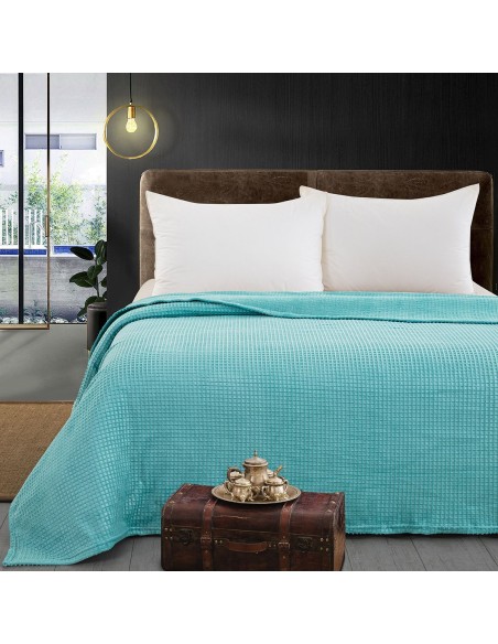 Beauty Home Κουβέρτα μονόχρωμη υπέρδιπλη Fleece Art 11554 220x240 Τυρκουαζ