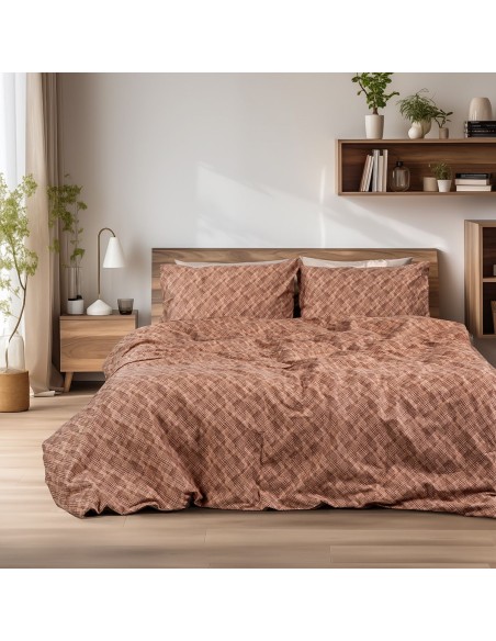 Beauty Home Σετ παπλωματοθήκη φανελένια μονή Frida Art 12336 160x240 Κεραμιδί