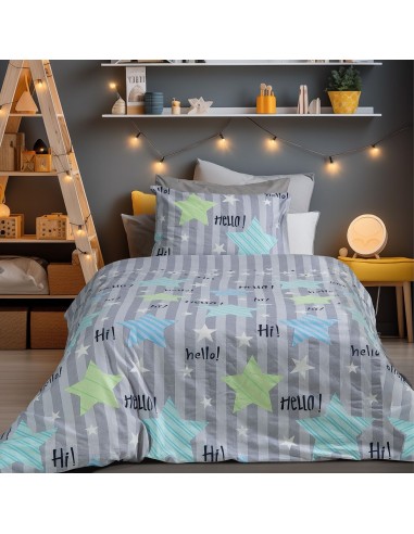 Beauty Home Σετ σεντόνια φανελένια μονά Hello Art 6321 170x260 Γκρι