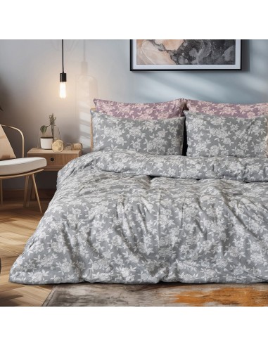 Beauty Home Σετ σεντόνια φανελένια μονά με λάστιχο Merlot Art 12634 105x200+32 Γκρι